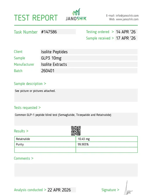 Analysebericht Purity Triple-G 10mg